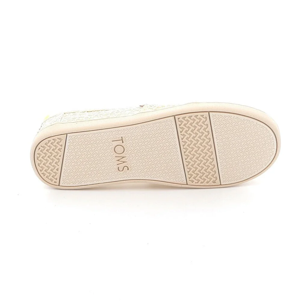 Toms Alpargata 10020616 Girls 5Y M Ivory Floral Slip On Espadrille Shoes NCZ323